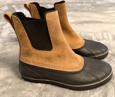 Sorel Cheyanne II Chelsea Waterproof Boots Mens Size 9 Elk Tan Black NM3449-286