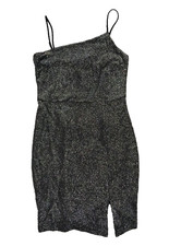 NWT Lulus Sz Small Black Glitter Sparkle Bodycon Mini Dress Cocktail Formal