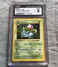 IVYSAUR 1st Edition Base Set Shadowless Pokemon Card 30/102 Graded CGC 8