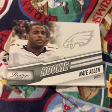 2010 Panini Prestige #275 Nate Allen rookie card, Philadelphia Eagles star. rookie card picture