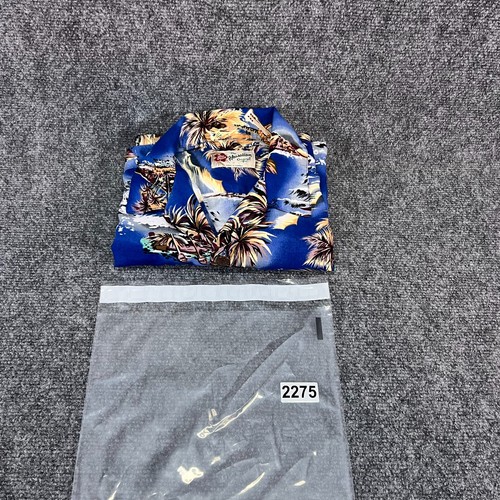 Hilo Hattie Hawaiian Original Scenic Aloha SS Shirt Men’s M Blue Made in Hawaii - Photo 12/12