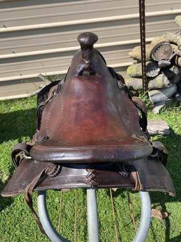 Usado/Vintage/Antiguo 1800 15” Asiento liso Horquilla A Sillín Western - Imagen 4 de 13