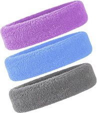3 Pack Men  Women Sports Sweatbands Headbands  Moisture Wicking Cotton Terry C