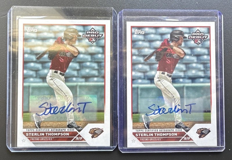 2023 Topps Pro Debut - Sterlin Thompson #PD-185 Autographs (AU, RC) Lot (2) COL