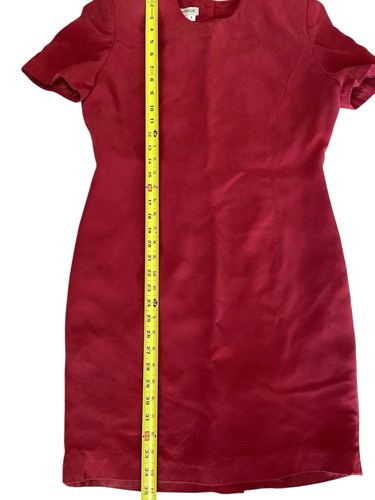 Vintage Ann Taylor Women Silk Dress Sz 8 Red 90s Short Sleeve Button Back - Foto 7 di 10