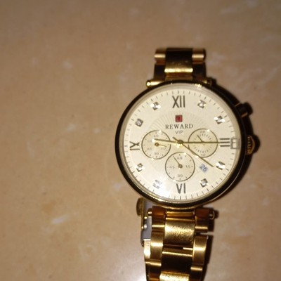 Reward Reward VIP Damen Quarz Armbanduhr Analog Datum Gold Metall Weiß Römisch