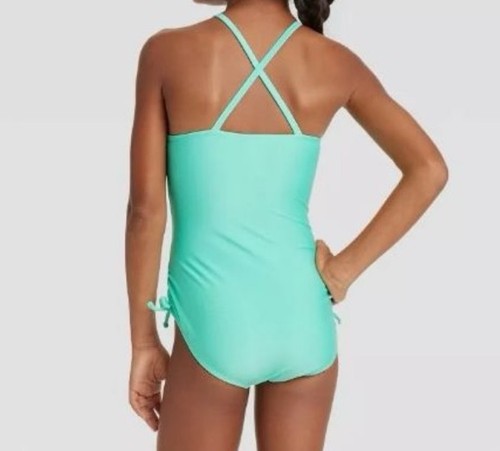 Cat & Jack Girls Size XL 14 Plus Mermaid One Piece Swimsuit Teal Iridescent - Picture 3 of 8