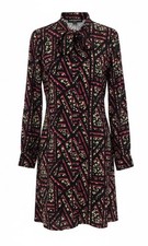 Karl Lagerfeld Paris Geo Floral Black LS Midi Dress Wmn 12 Designer Boho Preppy
