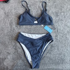 Cupshe women s blue bikini high waisted cheeky Size Small