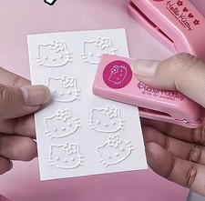 Hello Kitty Stapler Embosser Metal Embossing Punch Kawaii Student Notebook Stamp