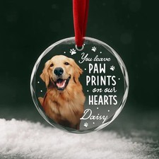 Custom Pet Memorial Ornament   Heart Shaped Photo Keepsake for Dog Loss