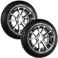 2-Pack Trailer Tire Rim 4.80-12 480-12 LRC 5 Lug 4.5 Aluminum Black T07 Wheel