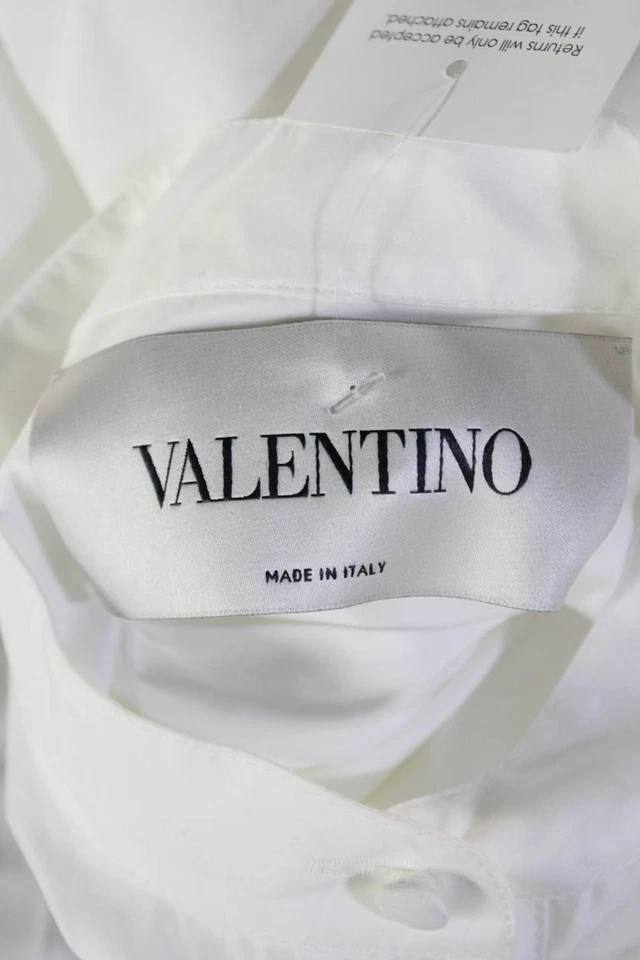 Valentino Womens Shirt Dress White Cotton Collared Long Sleeve Midi Size L - Image 4 of 4