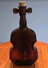 Brown Glass Violin Bottle w/pegs Ears 8"