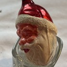 Vintage Mercury Glass Santa West German hand painted glitter flocked — photo 3