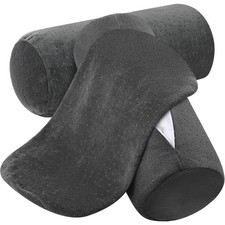 2 Pcs Velvet Neck Roll Pillow Covers 17x7 Inches, Soft Zippered Bolster Cases -