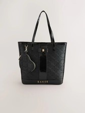 Baker by Ted Baker Embossed PU Tote Bag In Black Brand New