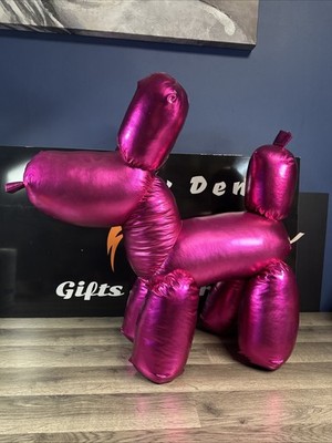 Huge Balloon Animal Dog Plush 28'' x 24'' Neon pink Iridescent Stuffed jumbo size 