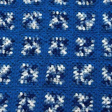 Handmade Blue White Granny Square Crochet Afghan Throw Blanket 49'x42"