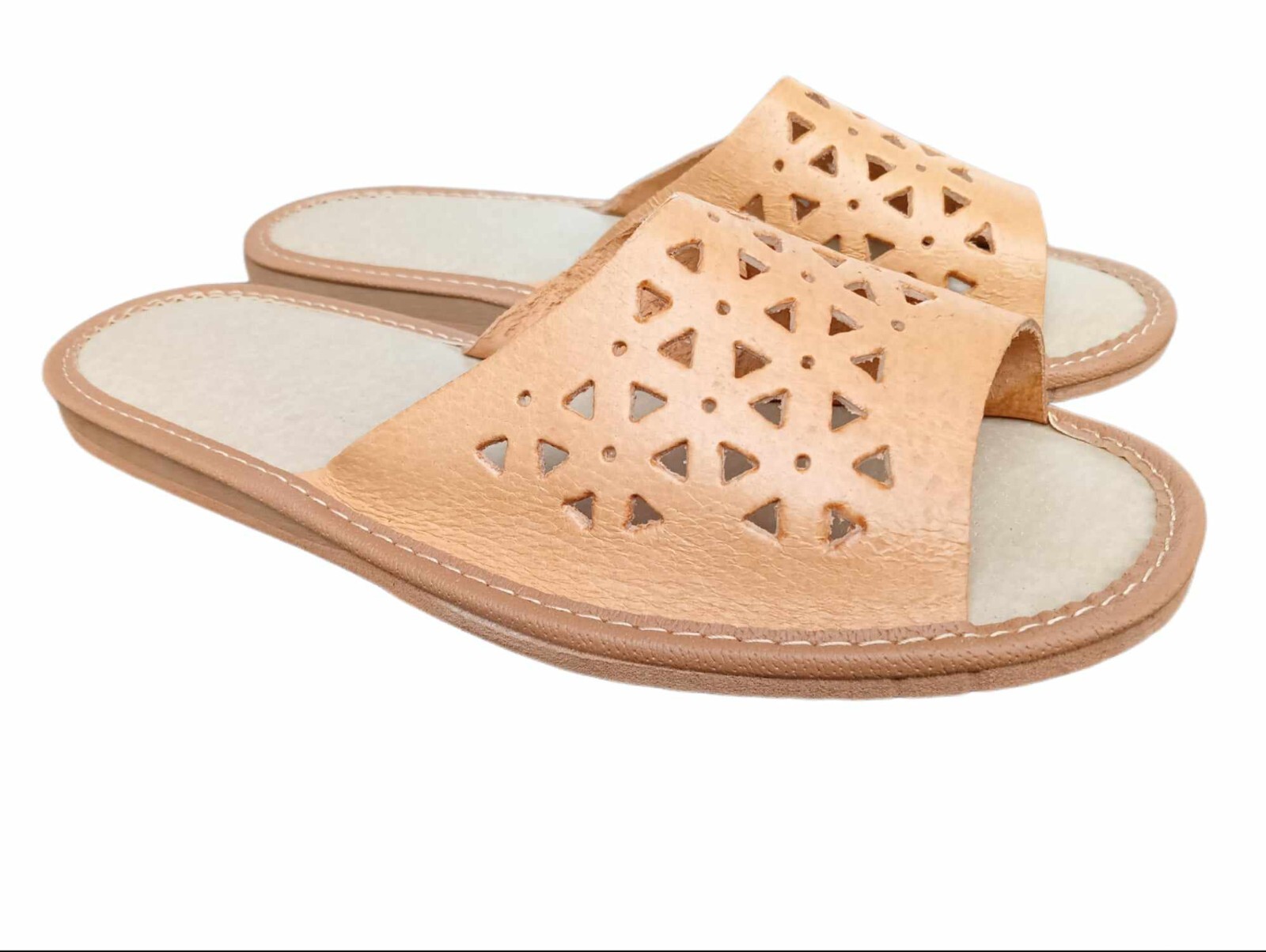 Woman's brown Slippers Handmade Comfy open toe Slip On Mules Home