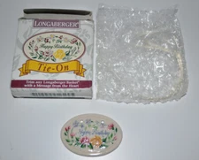 Longaberger Tie-On Happy Birthday Ceramic Oval New In Box