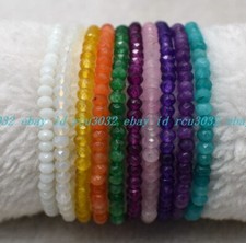 Multicolor 2x4mm Faceted Assorted Gems Rondelle Beads Elastic Bracelet 7.5"