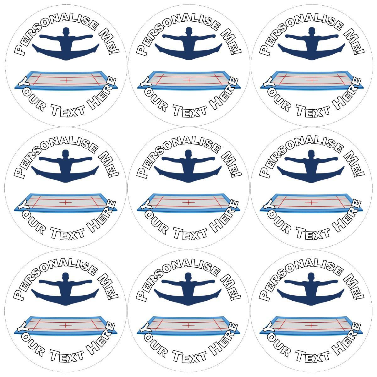 144 Personalised Trampoline 30mm Reward Stickers for Teachers, Gymnastics
