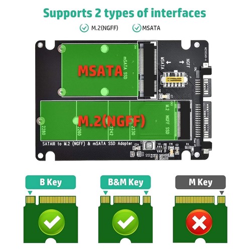 MSATA/M.2 NGFF to SATA III Adapter For standard 2.5 - inch laptop hard drive bay - Afbeelding 11 van 16