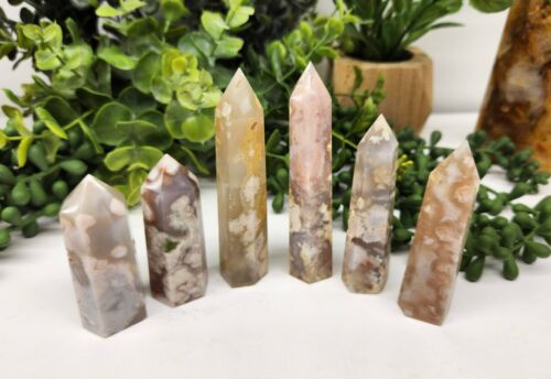 Wholesale Lot 1 Lb Natural Cherry Blossom Agate Obelisk Tower Crystal Wand - Picture 2 of 5