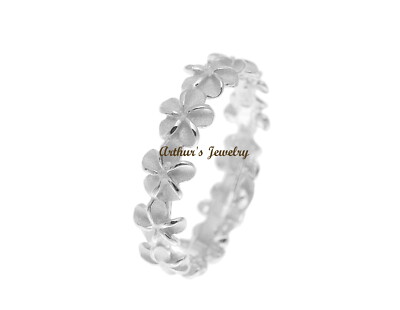 STERLING SILVER 925 HAWAIIAN 5MM PLUMERIA FLOWER LEI RING SIZE 2 - 11