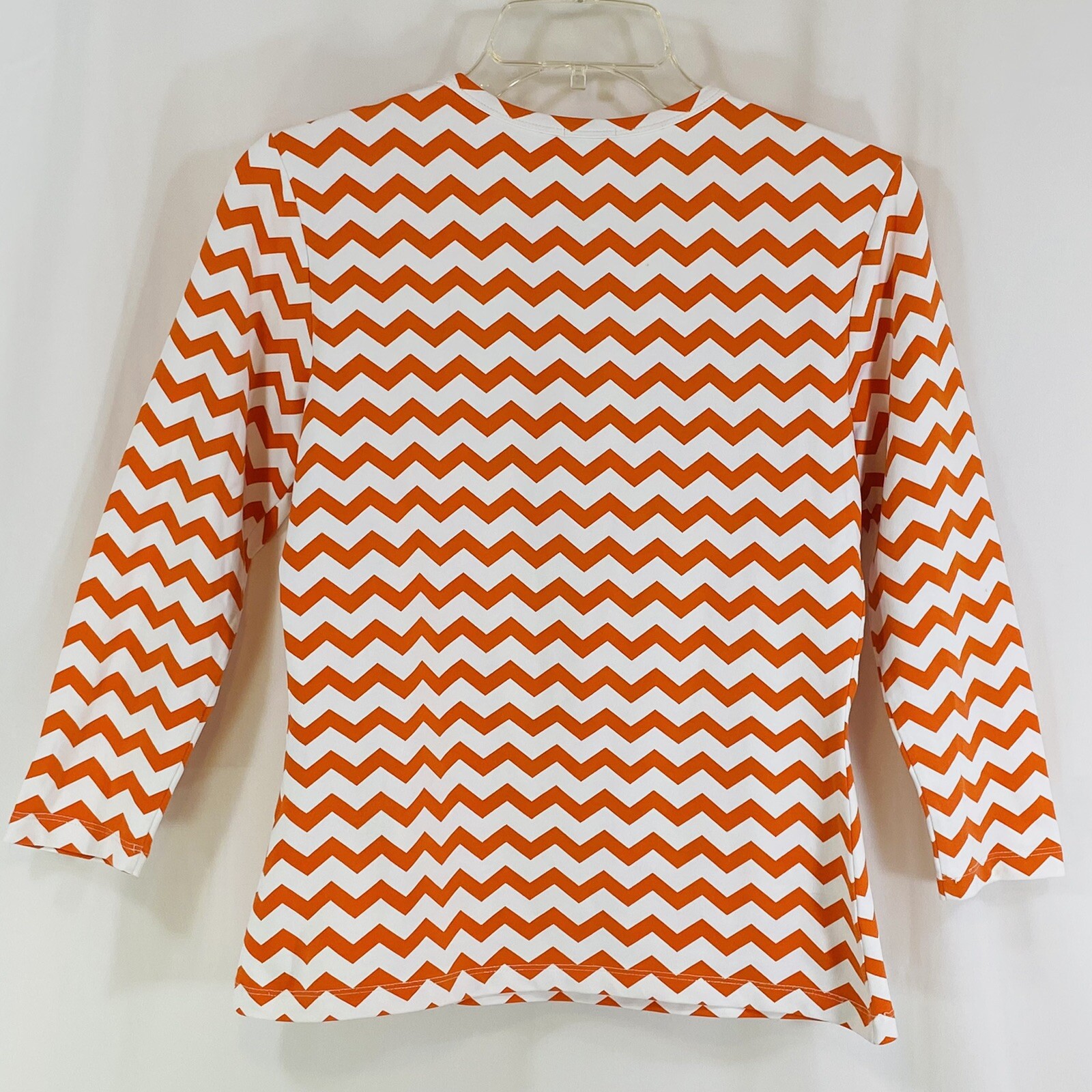 J McLAUGHLIN Orange Zigzag Pattern Top Round Neck… - image 9