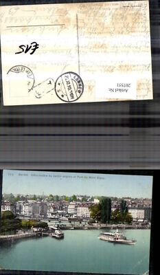 207551,Geneve Genf Debarcadere du Jardin anglais et Pont du Mont Blanc Teilansic
