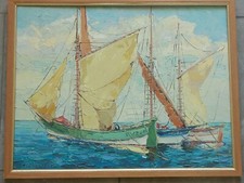 Antique Provencal Painting by Louis Descudé HSP Marine Le Lavandou Var