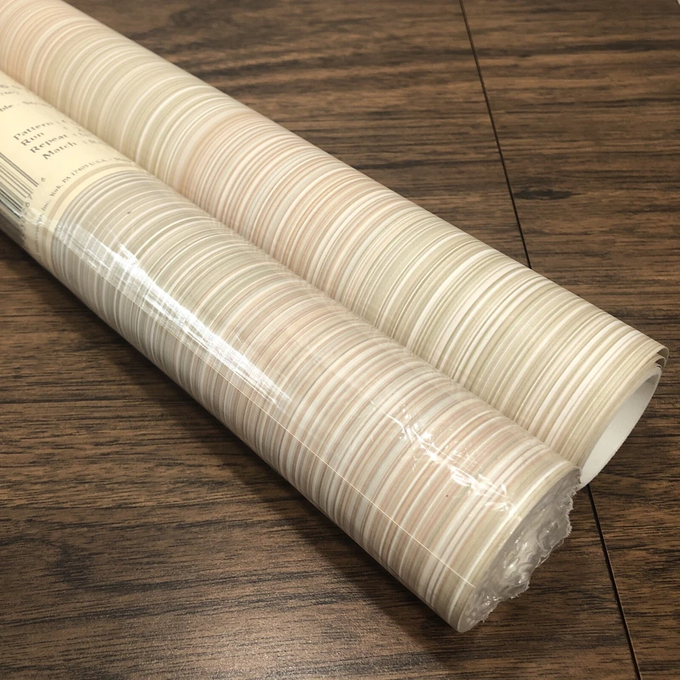 Papel Pintado De Colección Carey Lind 1 Rollo Doble 33’ + 6.5’ Naranja Marrón Verde Rayas Foto 3 de 4