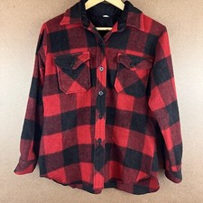 VTG 70s Wool Blend Buffalo Plaid Flannel Shirt Medium