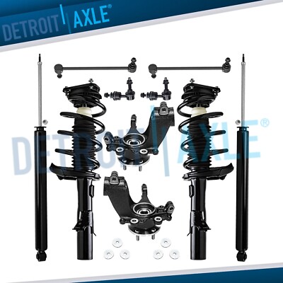 Front Steering Knuckles Bearing Hubs Struts Rear Shocks for 2012 2013 Ford Focus