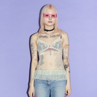 Vintage Y2K sexy fairy lingerie strappy top in pastel green | eBay