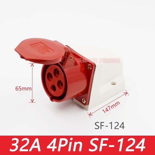 32A 16A 3/4/5 PIN RED INDUSTRIAL PLUGS & SOCKETS 3 PHASE 3P+N+E IP44 MALE/FEMALE - Picture 63 of 94