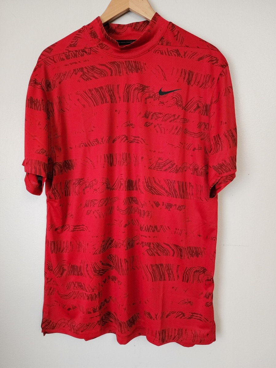 Nike Tiger Woods Dri-FIT ADV Mock Neck Golf Shirt Size 2XL Red