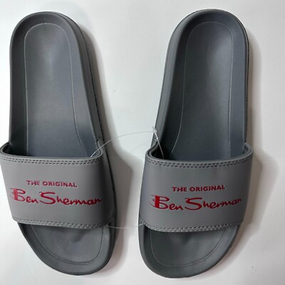 New Ben Sherman Slides Sandals Slipper Gray British Fashion Casual Streetwear