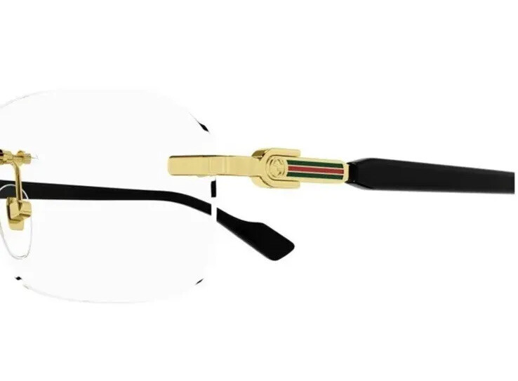 Gucci GG1221O 001 Gold Yellow Clear Lens Rectangular Rimless