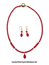 Set collana e orecchini cristallo swarovski rosso fatti a mano - regalo elegante per donna