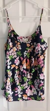 A NEW DAY Women's Small Blue, Pink,  & Orange Floral Ruffled Sleeveless Blouse 