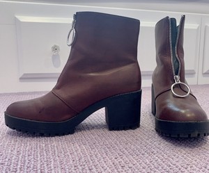 burgundy booties leather