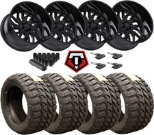 22 Tis 544b Gloss Black Wheel Tire Mt Mud Terrain Fit Chevrolet Gmc 1500