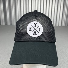 ZYIA Active Cap Mens Black White Logo Adjustable Trucker Snapback Hat Adult