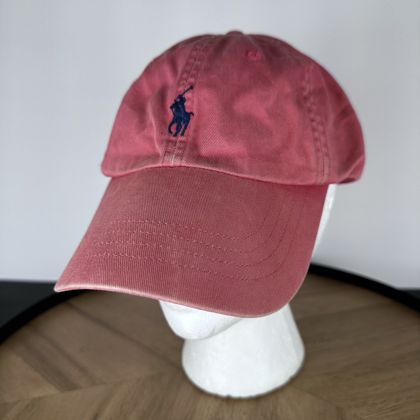 PONY Polo Ralph Lauren cappello rosso rosa con frangia blu regolabile vintage Y2K anni 90