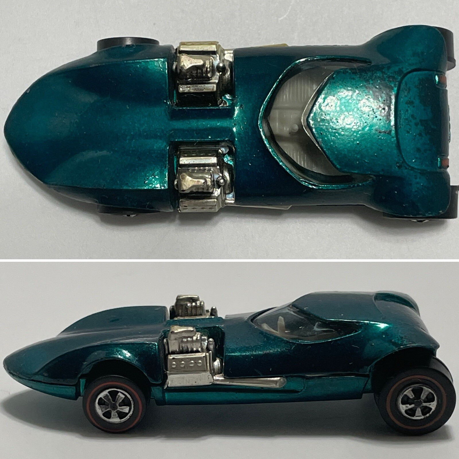Mattel Hot Wheels 1968 Redline TWINMILL Aqua Blue Made in USA