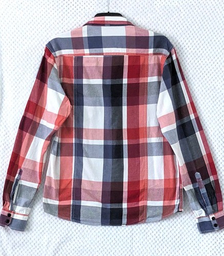 FIRETRAP Blue Red Check Buttoned Shirt Sx XL Long Sleeve Pockets Country Western - Picture 3 of 8