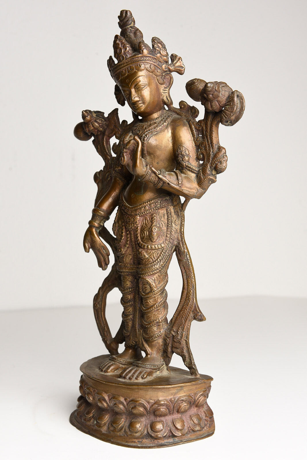 Buddhistische Göttin 29 cm Bronze,Tibet Ne, Akt Nude Yoga Buddha Tara B215